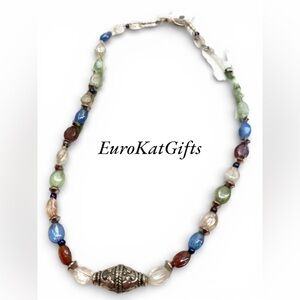Hand Crafted Silver and Multicolor Beaded Necklace